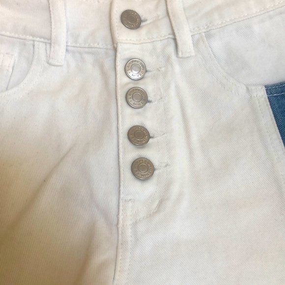 PacSun Women’s Color block High Waist 5 Button Fly Denim Jean Mom Shorts Sz 24 - Picture 4 of 13